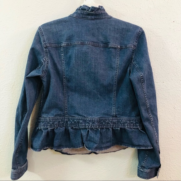 Talbots Blue Jean Jacket with Ruffle Hem - Picture 6 of 10